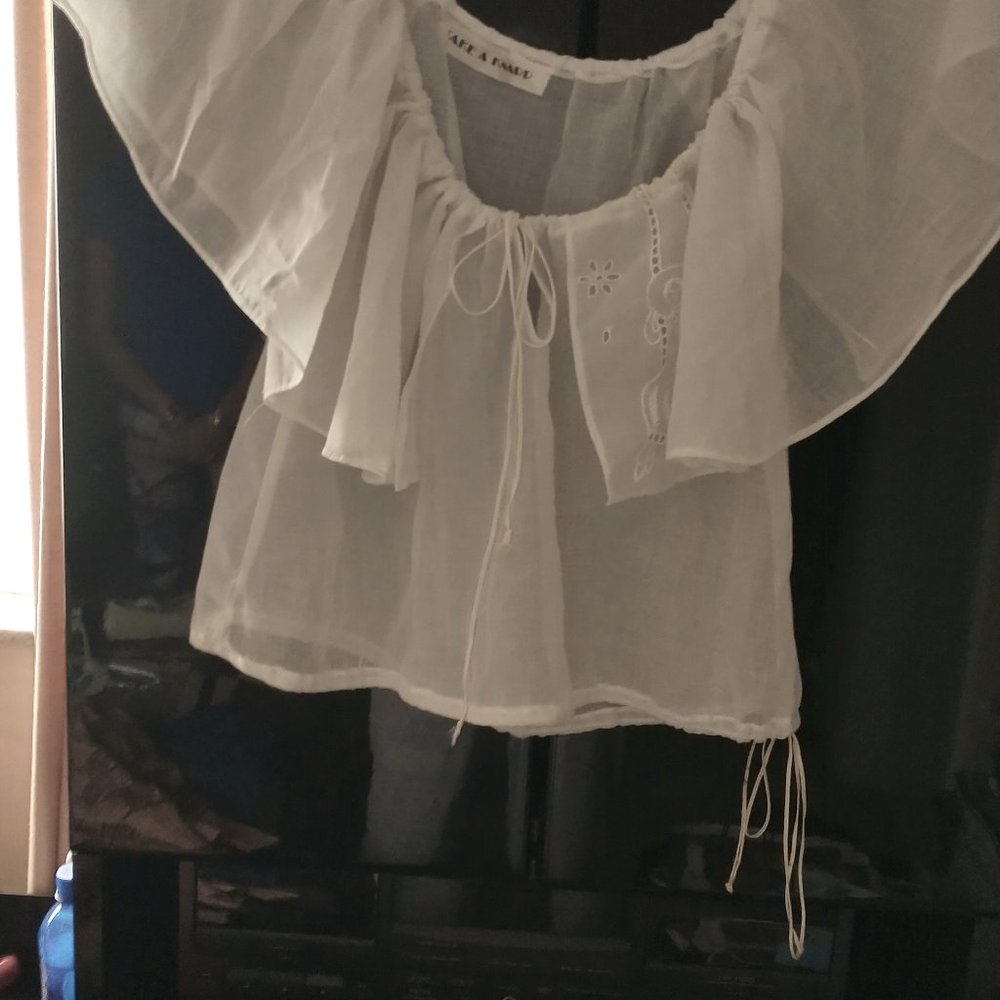 White sheer peasant top, never worn